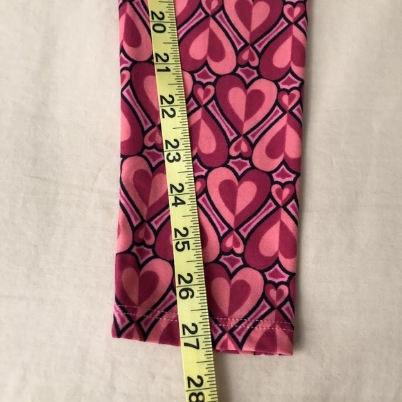 LuLaRoe OS Leggings Hearts. Preloved EUC Soft. Red Pink Black Loungewear - Picture 6 of 7
